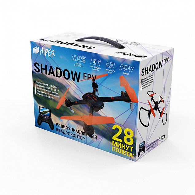 Квадрокоптер радиоуправляемый HIPER SHADOW FPV, черный с оранжевым с логотипом в Обнинске заказать по выгодной цене в кибермаркете AvroraStore